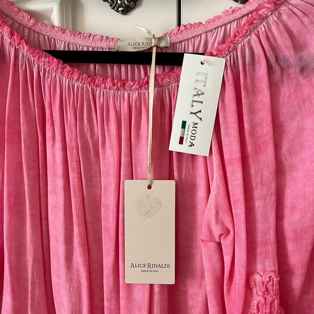 Pink Lace Trim Off-Shoulder Top - Picture 5 of 6